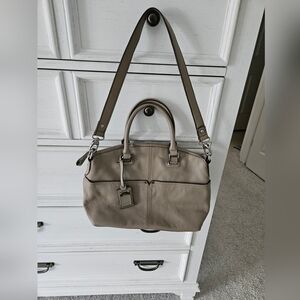 Tignanello Genuine Leather Taupe Satchel Bag